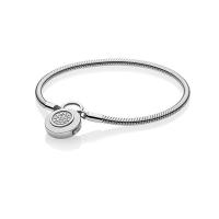 Plata de ley 925 Pulsera de Europeo, con cúbica circonia, Redondo aplanado, chapado, longitud diferente para la opción & para mujer, más colores para la opción, Vendido por UD