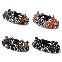 Edelstein Armbänder, mit Nylonschnur & Zinklegierung, silberfarben plattiert, 2 Stück & Modeschmuck & verschiedenen Materialien für die Wahl & unisex & einstellbar, keine, 6mm+8mm, Länge:ca. 16-24 cm, 20SetsSatz/Tasche, verkauft von Tasche