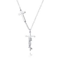 Titanium Steel Jewelry Necklace, with 5cm extender chain, Cross, polished & fashion jewelry & adjustable & for woman, original color cm 