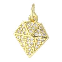 Cubique Pendentif en laiton zircon pavent, Plaqué d'or, pavé de micro zircon, Or Environ 3mm, Vendu par PC