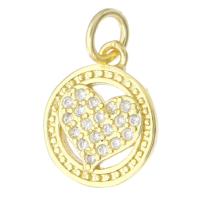 Cubique Pendentif en laiton zircon pavent, Plaqué d'or, pavé de micro zircon & creux, Or Environ 3mm, Vendu par PC