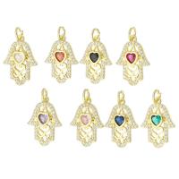 Cubique Pendentif en laiton zircon pavent, main, Plaqué d'or, pavé de micro zircon, plus de couleurs à choisir Environ 3mm, Vendu par PC