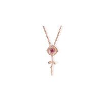 Zircon cubique Micro Pave collier en argent sterling, argent sterling 925, Rose, Plaqué de couleur d'or rose, pavé de micro zircon & pour femme & creux Environ 15.35 pouce, Vendu par PC