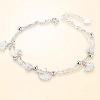 Pulseras de Plata Estelina, plata de ley 925, con 1.18 inch extender cadena, chapado en color de platina, para mujer & multi-hilera, longitud:aproximado 6.3 Inch, Vendido por UD