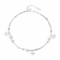 Mode Schmuck Fußkettchen, 925 Sterling Silber, mit Verlängerungskettchen von 1.57 inch, Platinfarbe platiniert, für Frau & Multi-Strang, Länge:ca. 7.48 ZollInch, verkauft von PC