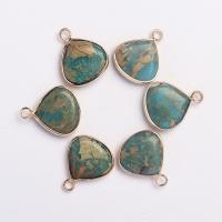 Impression Jasper Pendants, with Brass, Teardrop, gold color plated, Unisex 