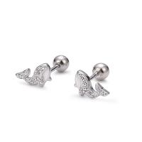 Silver Earring Zircon pavent Sterling, Argent sterling 925, Baleine, Placage de couleur argentée, pour femme & avec zircone cubique, argent Vendu par PC