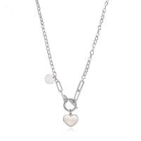 Collier de bijoux de titane, Acier titane, coeur, avec le motif de lettre & pour femme, couleur originale Environ 18.4 pouce, Vendu par PC