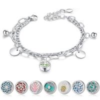 Parfüm Aromatherapie Armband, 316 L Edelstahl, mit Verlängerungskettchen von 1.77inch, Doppelschicht & verschiedene Stile für Wahl & für Frau & hohl, originale Farbe, 12mm, Länge:ca. 7.28 ZollInch, verkauft von PC