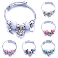 Europeo pulseras de cristal mixto, aleación de zinc, con Cristal, chapado, ajustable & para mujer & hueco, más colores para la opción, 60mm, Vendido por UD