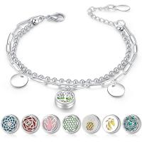 Pulsera de aromaterapia de perfume, acero inoxidable 316L, con 1.77inch extender cadena, Doble capa & diferentes estilos para la opción & para mujer & hueco, color original, 12mm, longitud:aproximado 7.28 Inch, Vendido por UD