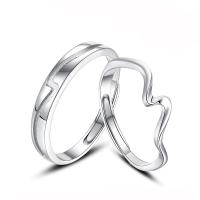 Anneaux Couple doigt, argent sterling 925, Placage de couleur platine, Réglable & ouvert & styles différents pour le choix, Vendu par PC