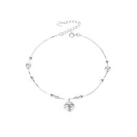 plata de ley 925 pulsera tobillera, con 1.57 inch extender cadena, chapado en color de platina, para mujer, longitud:aproximado 7.48 Inch, Vendido por UD