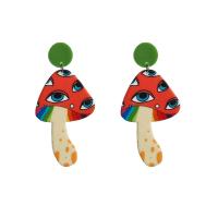 Acrylic Drop Earring, with Iron, mushroom, fashion jewelry & for woman 75mm 