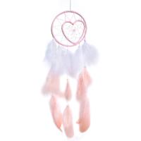 Fashion Dream Catcher, Feather, with Cotton Thread & Velveteen & Iron, handmade, hanging pink 