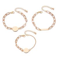 aleación de zinc Pulsera, con 5cm extender cadena, chapado en color dorado, tres piezas & Joyería & ajustable & para mujer, dorado, longitud:aproximado 19 cm, Vendido por Set