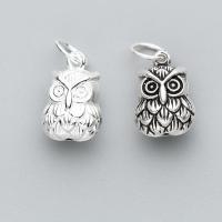 Pendentifs animaux en argent, Argent sterling 925, hibou, Placage, plus de couleurs à choisir Vendu par PC