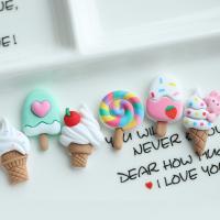 Mobile Phone DIY Decoration, Resin, Ice Cream, handmade multi-colored, 20-25mm 