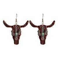 Cuero de vaca Pendientes con Colgantes, con turquesa & aleación de zinc, Joyería & para mujer, más colores para la opción, 65mm, Vendido por Par