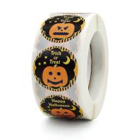 Adhesive Sticker Sticker Paper, Round, Halloween Design, mixed colors, 25mm, Approx 