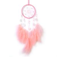 Fashion Dream Catcher, Feather, with Velveteen & Iron, handmade, hanging, pink 