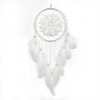 Mode Dreamcatcher, plume, avec Fil de coton & bois & fer, fait à la main, Suspendus, blanc Vendu par PC