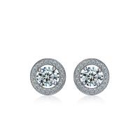 Silver Earring Zircon pavent Sterling, Argent sterling 925, Plaqué de platine, pavé de micro zircon & pour femme, couleur originale Vendu par paire