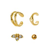 alliage de zinc Stud Set, plaqué de couleur d'or KC, 4 pièces & pour femme & avec strass, 15mm,13mm,8mm,3mm, Vendu par fixé