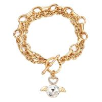 Zinc Alloy Rhinestone Bracelets, gold color plated, fashion jewelry & for woman & with rhinestone, golden, 22mm cm 