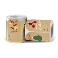 Kraft Sticker Paper, with Adhesive Sticker, Christmas Design, mixed colors Approx 