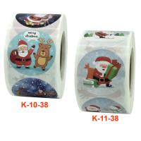 Adhesive Sticker Sticker Paper, Round, Christmas Design 38mm, Approx 