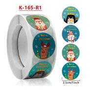 Adhesive Sticker Sticker Paper, Round, Christmas Design 25mm, Approx 