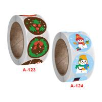 Adhesive Sticker Sticker Paper, Round, Christmas Design 25mm, Approx 