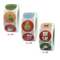 Adhesive Sticker Sticker Paper, Round, Christmas Design 25mm, Approx 