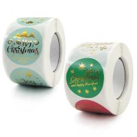 Adhesive Sticker Sticker Paper, Round, Christmas Design & gold accent 38mm, Approx 