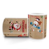 Kraft Sticker Paper, with Adhesive Sticker, Rectangle, Christmas Design, mixed colors Approx 