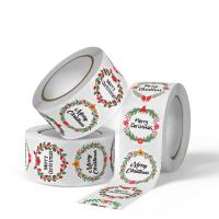 Adhesive Sticker Sticker Paper, Round, Christmas Design, mixed colors, 25mm, Approx 