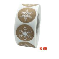 Kraft Sticker Paper, with Adhesive Sticker, Round, Christmas Design, mixed colors, 25mm, Approx 