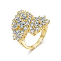 Cubic Zirconia Micro Pave Brass Finger Ring, with Cubic Zirconia, gold color plated & for woman, 26.5mm 