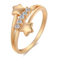 Cubic Zirconia Micro Pave Brass Finger Ring, with Cubic Zirconia, Star, gold color plated & for woman, 14mm 