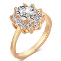 Cubic Zirconia Micro Pave Brass Finger Ring, with Cubic Zirconia, Flower, gold color plated & for woman, 14mm 