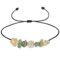 Pulsera De Astilla de Piedra Preciosa , Cordón de cera, con Piedra peridoto & abalorio de citrino, Redondo aplanado, hecho a mano, Joyería & ajustable & para mujer, amarillo, longitud:18-36 cm, Vendido por UD