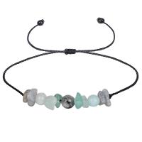 Pulsera De Astilla de Piedra Preciosa , Cordón de cera, con Piedras preciosas, Redondo aplanado, hecho a mano, Joyería & ajustable & para mujer, verde oscuro, longitud:18-36 cm, Vendido por UD