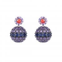 Cubic Zirconia Micro Pave Brass Earring, Flower, plated, fashion jewelry & micro pave cubic zirconia & for woman 