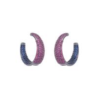 Cubic Zirconia Micro Pave Brass Earring, Letter C, plated, fashion jewelry & micro pave cubic zirconia & for woman 