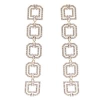 Cubic Zirconia Micro Pave Brass Earring, Square, gold color plated, fashion jewelry & micro pave cubic zirconia & for woman & hollow, golden 