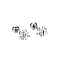 Cubic Zirconia Micro Pave Sterling Silver Earring, 925 Sterling Silver, plated, micro pave cubic zirconia & for woman 6mm 