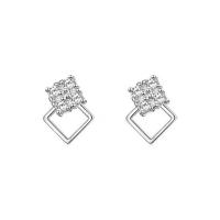 Silver Earring Zircon pavent Sterling, Argent sterling 925, Plaqué de platine, pavé de micro zircon & pour femme, couleur originale Vendu par paire