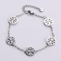 Edelstahl Charm Armband, 316 L Edelstahl, mit Verlängerungskettchen von 1.96inch, Vakuum-Ionen-Beschichtung, für Frau & hohl, keine, Länge:ca. 7 ZollInch, verkauft von PC