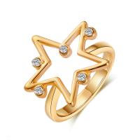 Zinc Alloy Finger Ring, Star, plated, micro pave cubic zirconia & for woman & hollow 19mm 